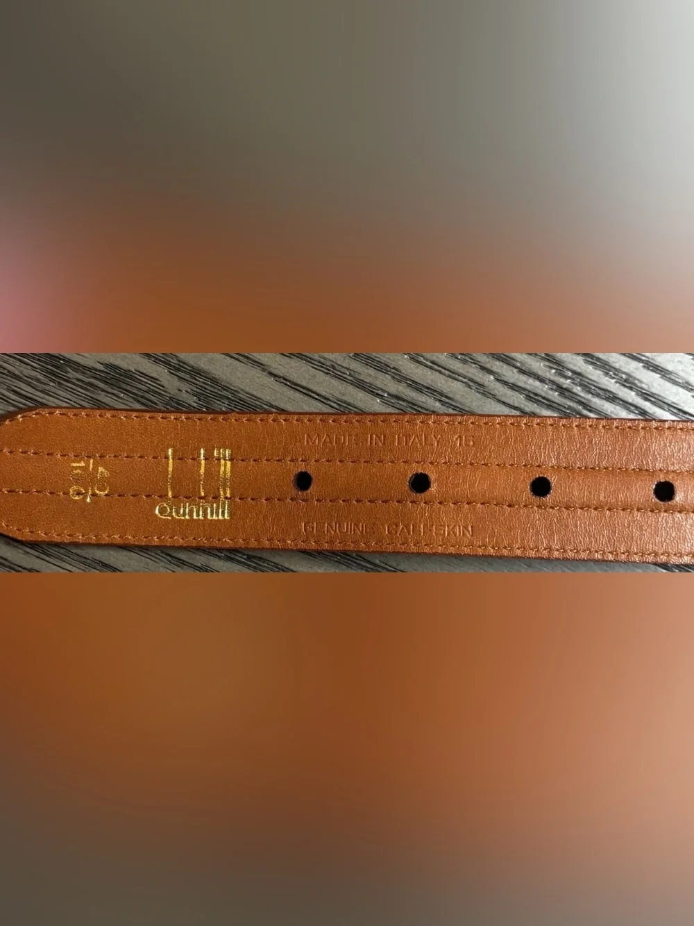 Vintage Dunhill Italian Leather Belt Gold Logo Brown Size 40 Quiet Luxury